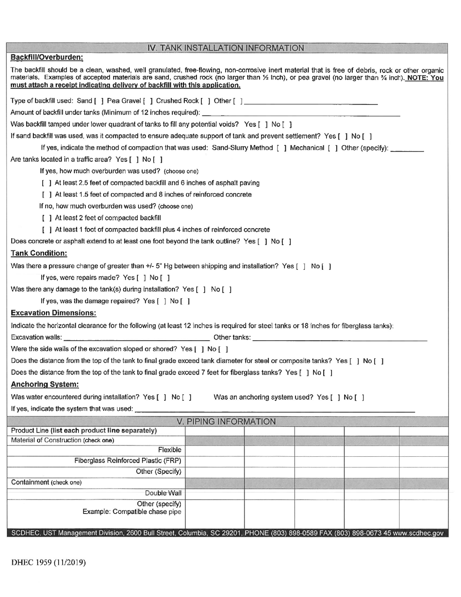 Dhec Form 1959 Download Printable Pdf Or Fill Online Application For Permit To Operate South 2830