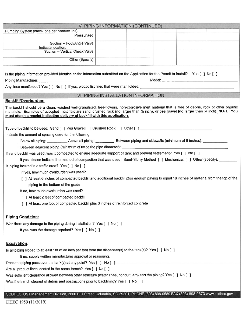 Dhec Form 1959 Download Printable Pdf Or Fill Online Application For Permit To Operate South 9915