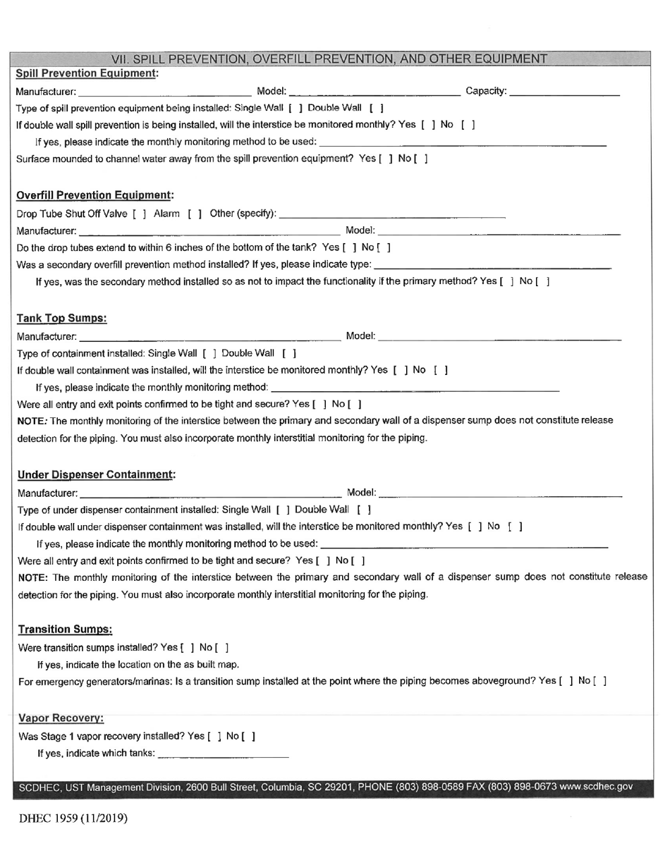 DHEC Form 1959 Application for Permit to Operate - South Carolina, Page 4