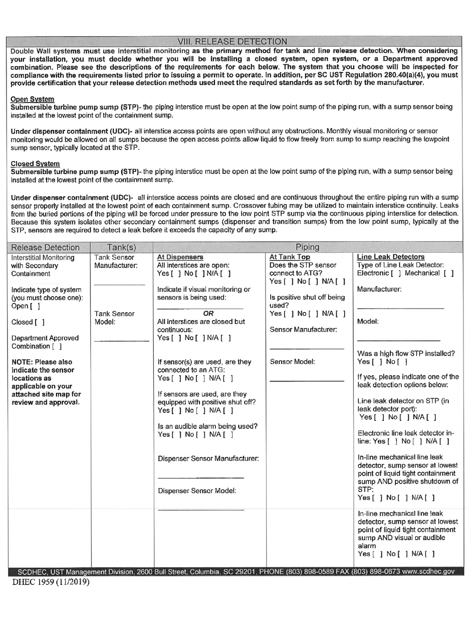 Dhec Form 1959 Download Printable Pdf Or Fill Online Application For Permit To Operate South 0313