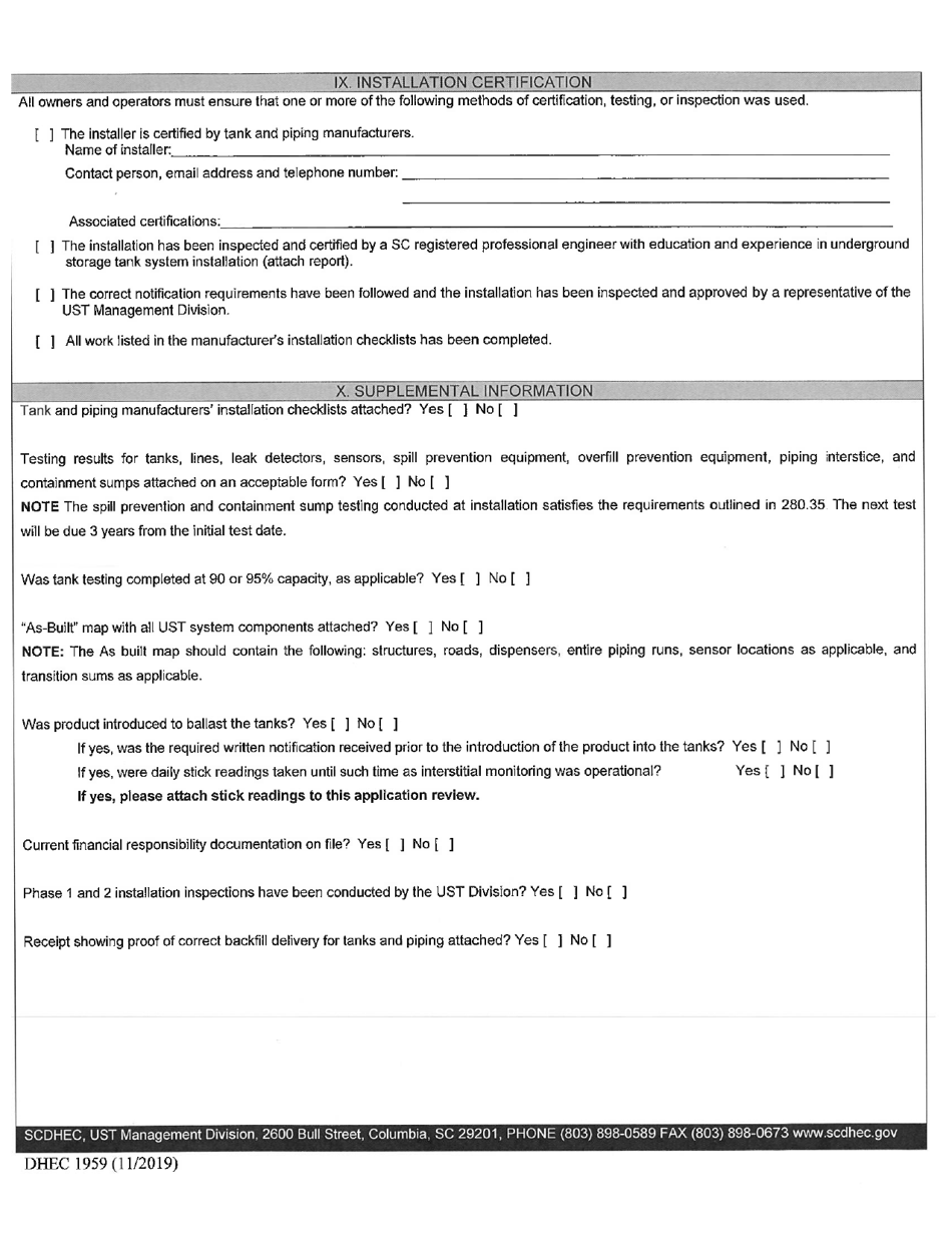 DHEC Form 1959 Application for Permit to Operate - South Carolina, Page 6