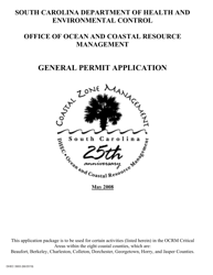 DHEC Form 3903 General Permit Application - South Carolina