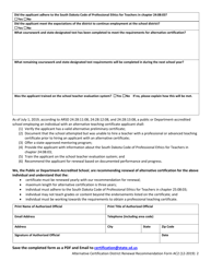 Form AC2 Alternative Certification District Renewal Recommendation - General Education, Cte and Tfa Alternative Certification - South Dakota, Page 2