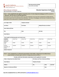 Form EPV1 &quot;Educator Experience Verification - Teaching&quot; - South Dakota