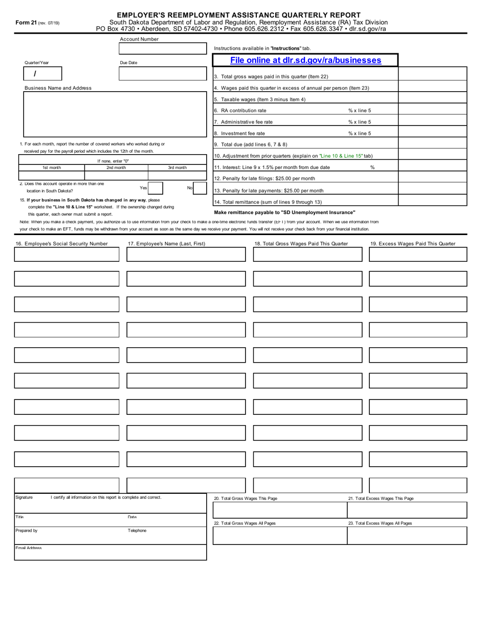 Form 21 - Fill Out, Sign Online and Download Printable PDF, South ...