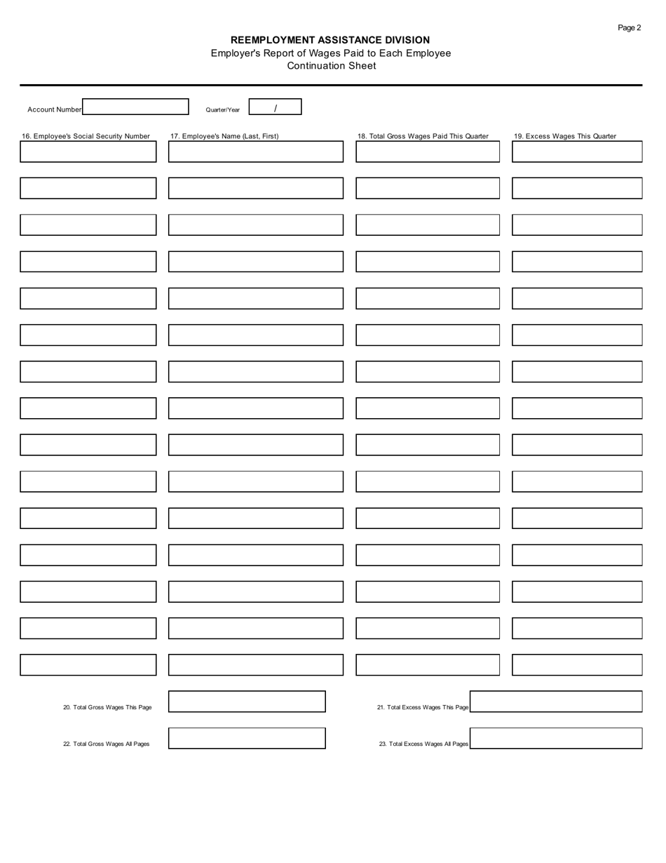 Form 21 Employers Reemployment Assistance Quarterly Report - South Dakota, Page 2