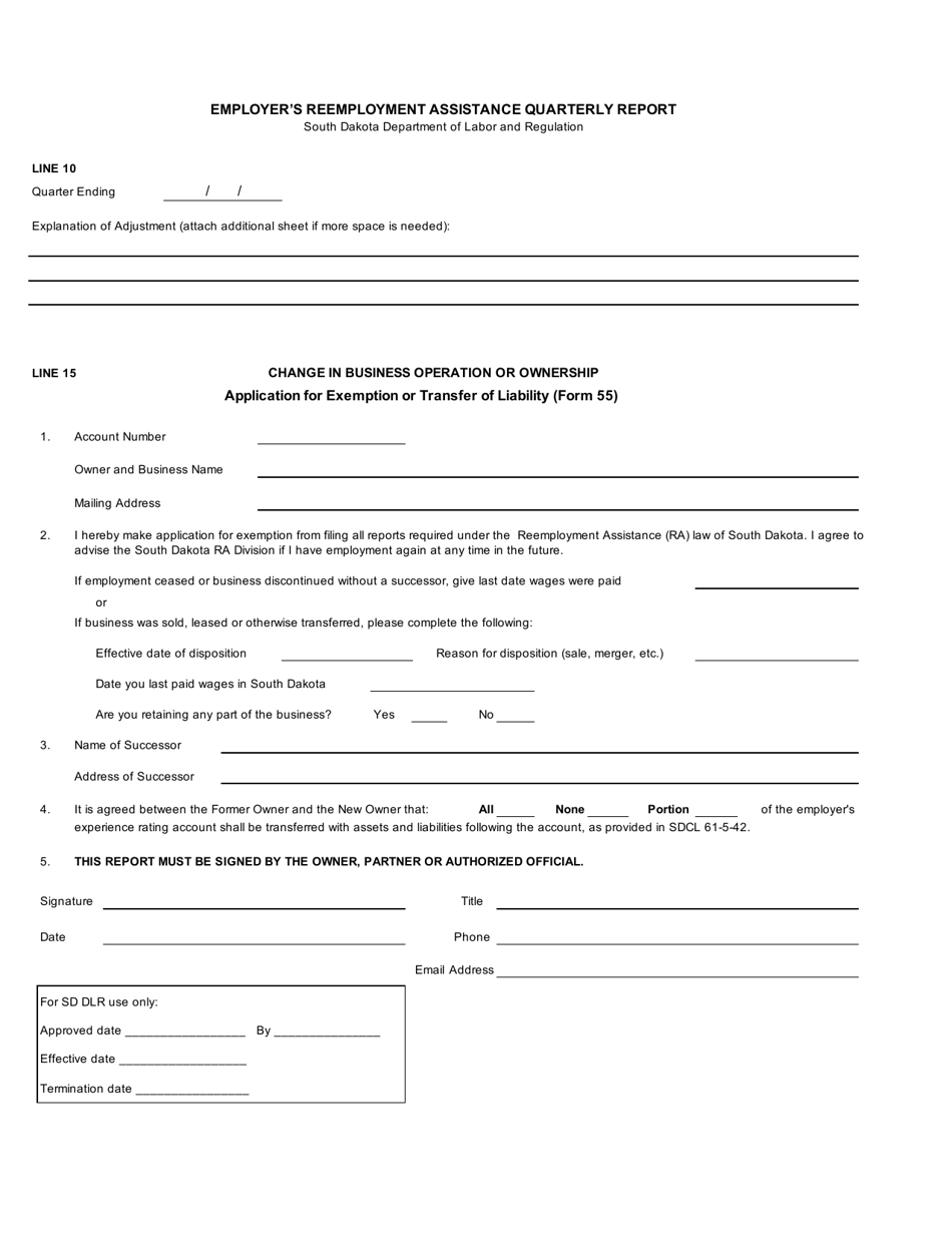 Form 21 Employers Reemployment Assistance Quarterly Report - South Dakota, Page 5