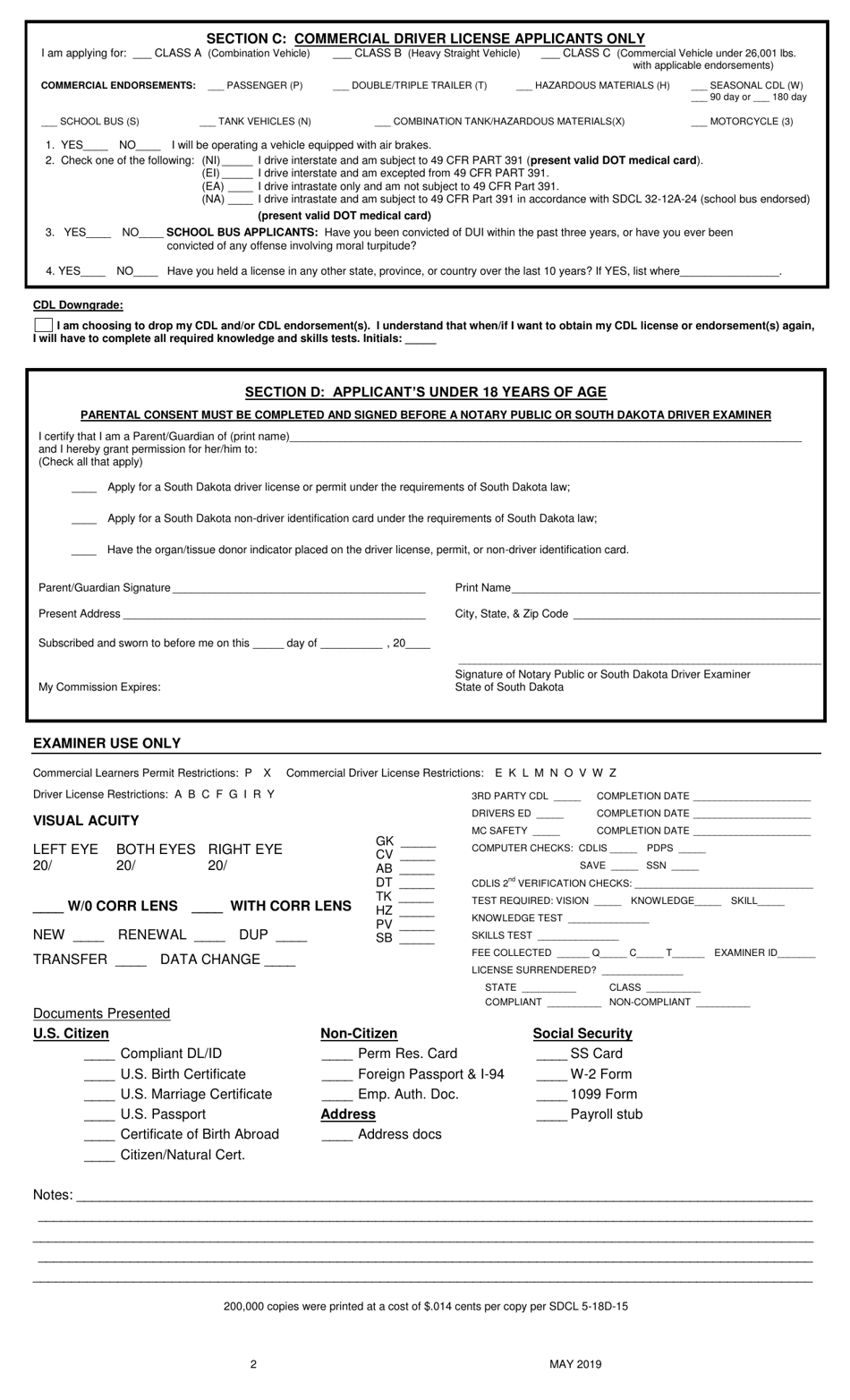 South Dakota Driver License / I.d. Card Application - South Dakota, Page 2