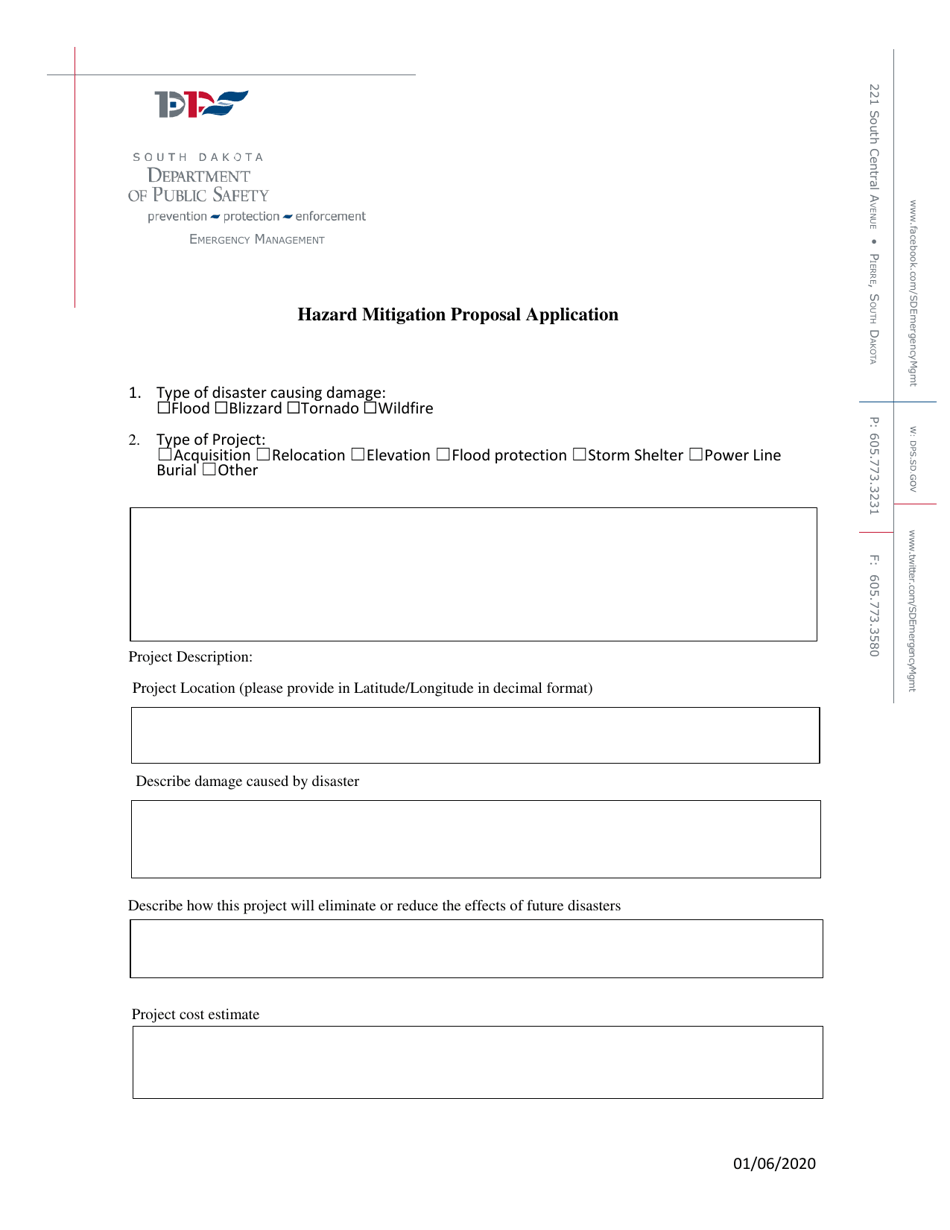 Infrastructure Disaster Recovery Program Application - South Dakota, Page 3