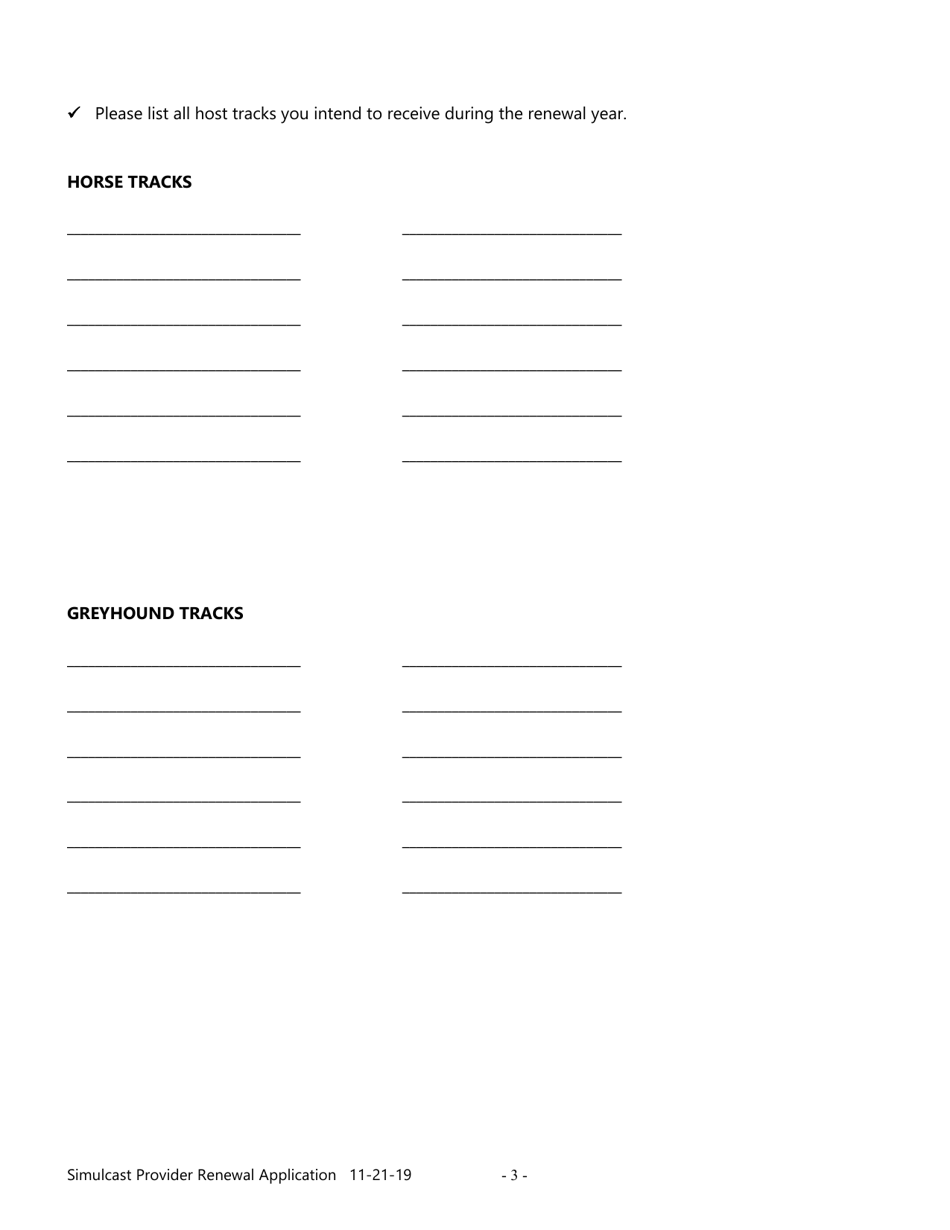 Simulcast Provider Renewal Application - South Dakota, Page 3