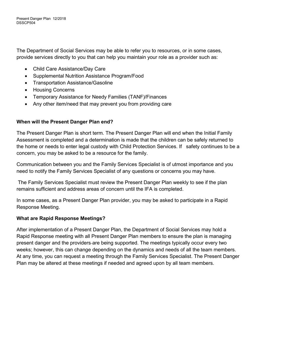 Form DSS-CP-504 Present Danger Plan - South Dakota, Page 4