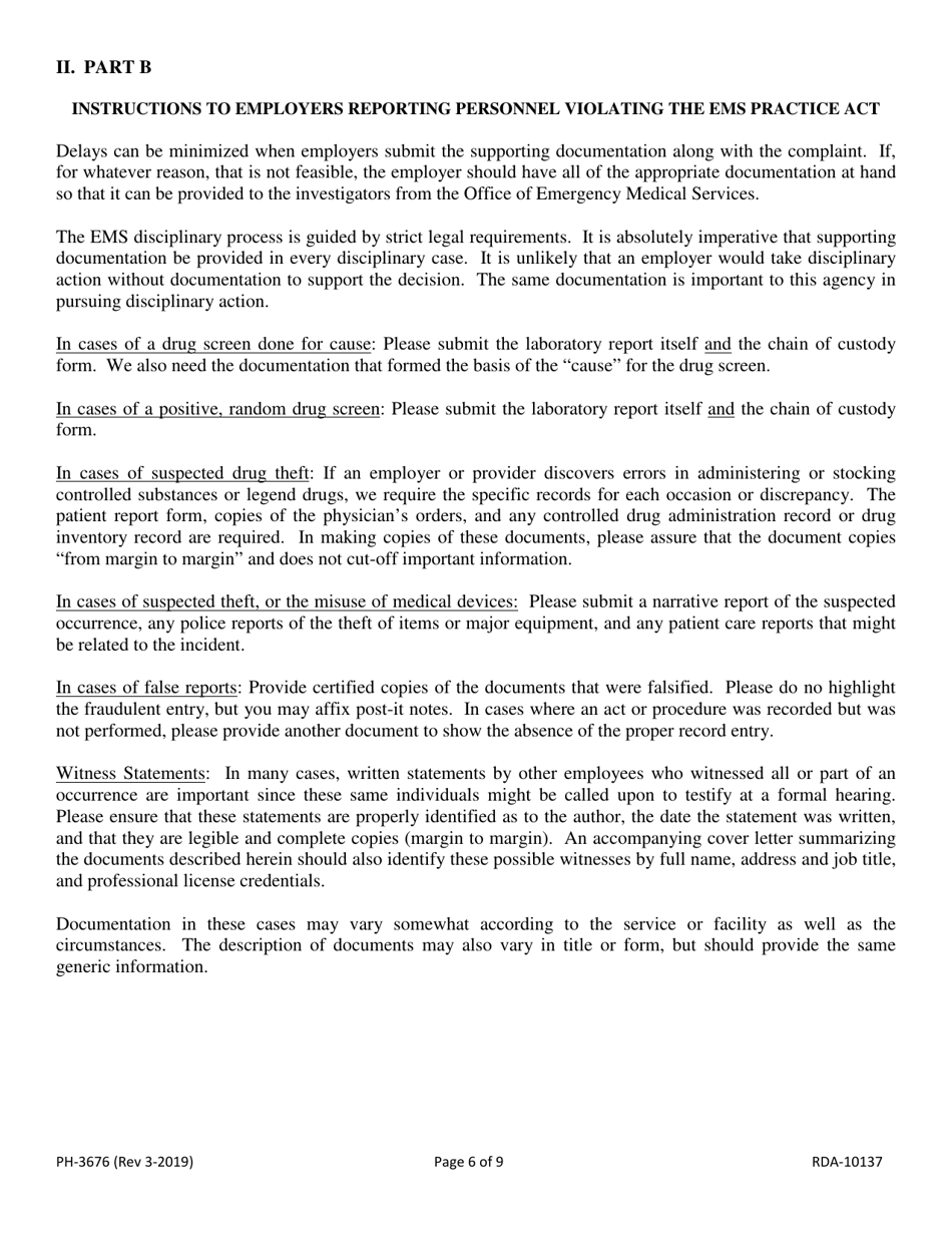 Form PH-3676 The EMS Complaint / Investigation - Tennessee, Page 6