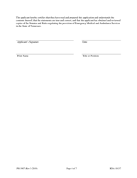 Form PH-3987 Initial Ambulance Service License Application - Tennessee, Page 4