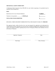 Form PH-4070 Initial Invalid Ambulance Service License Application - Tennessee, Page 3