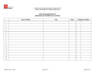 Form PH-4070 Initial Invalid Ambulance Service License Application - Tennessee, Page 4