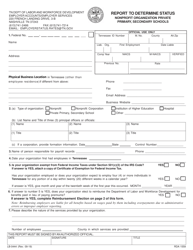Form LB-0444 Report to Determine Status - Nonprofit Organizations, Private Primary, Secondary Schools - Tennessee