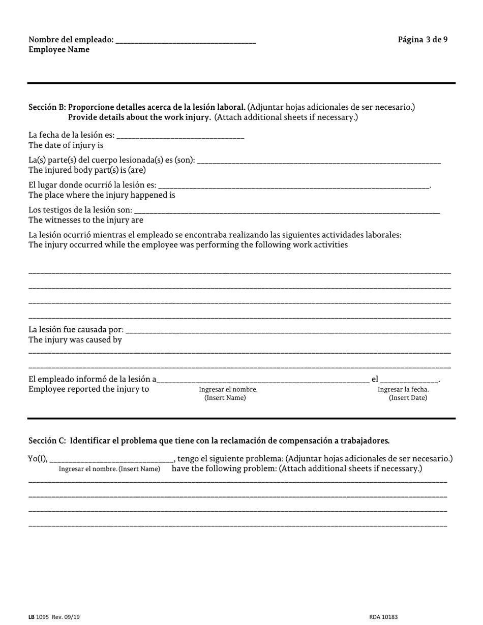 Form LB-1095 Petition for Benefit Determination - Tennessee (English / Spanish), Page 3