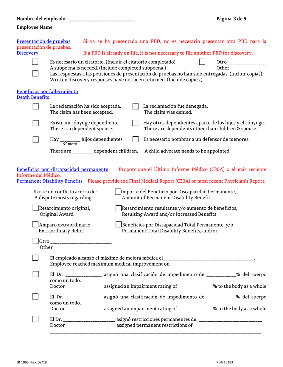 Form LB-1095 Petition for Benefit Determination - Tennessee (English / Spanish), Page 5