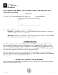 Form LB-1050 Verification of Employment for Monthly Wage Supplement - Tennessee, Page 2