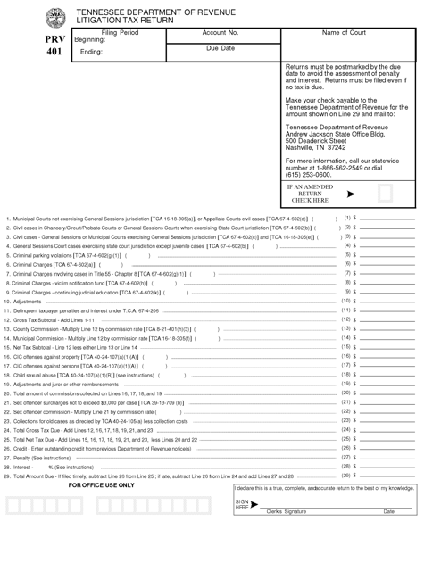 Form PRV401  Printable Pdf