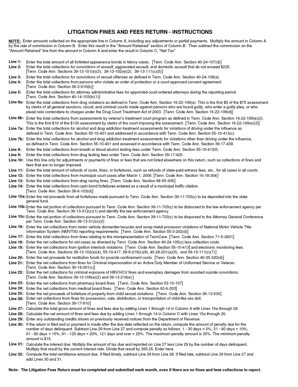 Form PRV414 Litigation Fines and Fees Return - Tennessee, Page 3