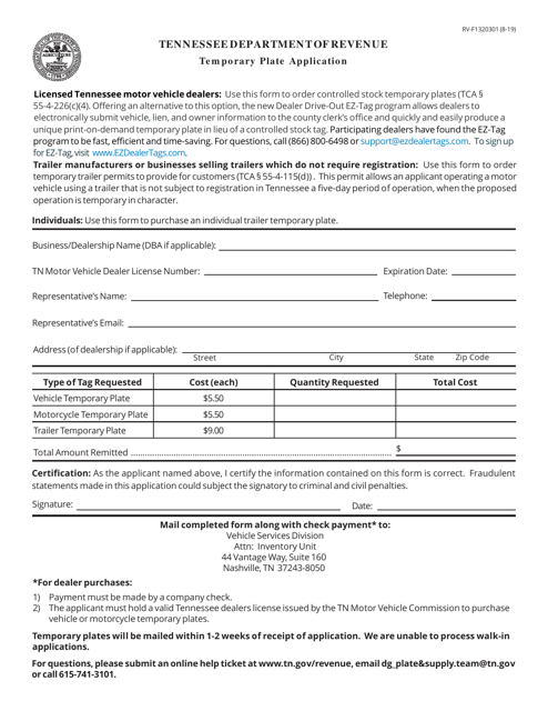 Form RV-F1320301  Printable Pdf