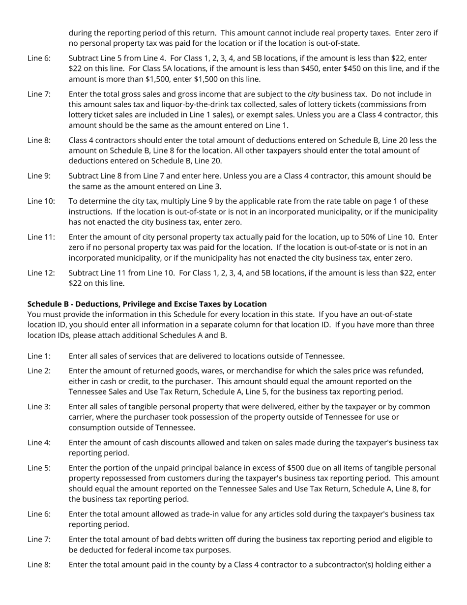 Form BUS428 (RV-R00107) Business Tax Return - Tennessee, Page 7
