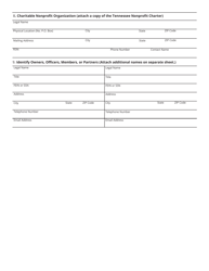 Form GRO219 (RV-F01041) Application for Registration and Request for Decals Gross Receipts Tax on Vending Machines Operated for the Benefit of a Charitable Nonprofit Organization - Tennessee, Page 2