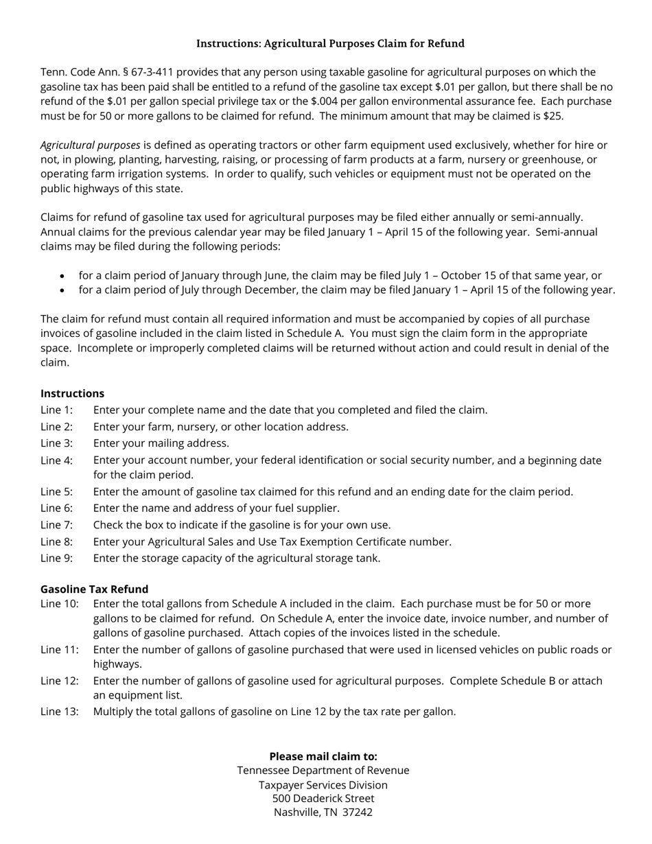 Form PET353 (RV-R0008301) Agricultural Purposes Claim for Refund - Tennessee, Page 3