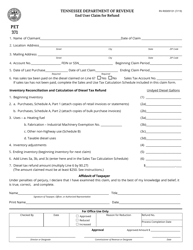 Form PET371 (RV-R0009101) End User Claim for Refund - Tennessee