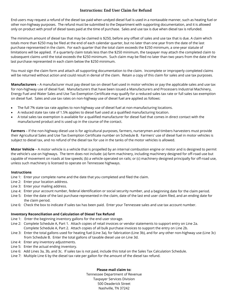 Form PET371 (RV-R0009101) End User Claim for Refund - Tennessee, Page 4