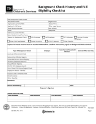 Document preview: Form CS-0687 Background Check History and IV-E Eligibility Checklist - Tennessee
