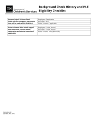 Form CS-0687 Background Check History and IV-E Eligibility Checklist - Tennessee, Page 4