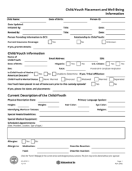 Document preview: Form CS-0727-1 Child/Youth Placement and Well-Being Information - Tennessee