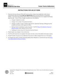 Form CS-0773 Foster Home Addendum - Tennessee, Page 3