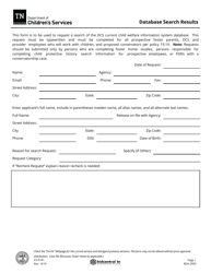 Form CS-0741 &quot;Database Search Results&quot; - Tennessee