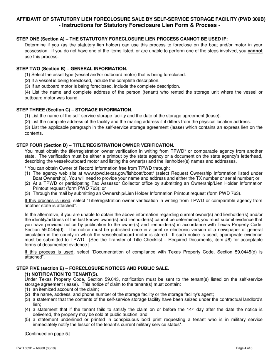 Form PWD309B Fill Out, Sign Online and Download Printable PDF, Texas