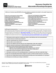 Form CS-0705-1 Recovery Checklist for Absconders/Runaways/Escapees - Tennessee, Page 2