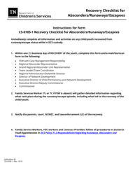 Form CS-0705-1 Recovery Checklist for Absconders/Runaways/Escapees - Tennessee, Page 3