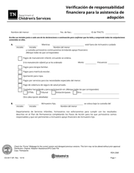 Document preview: Formulario CS-0017 Verificacion De Responsabilidad Financiera Para La Asistencia De Adopcion - Tennessee (Spanish)