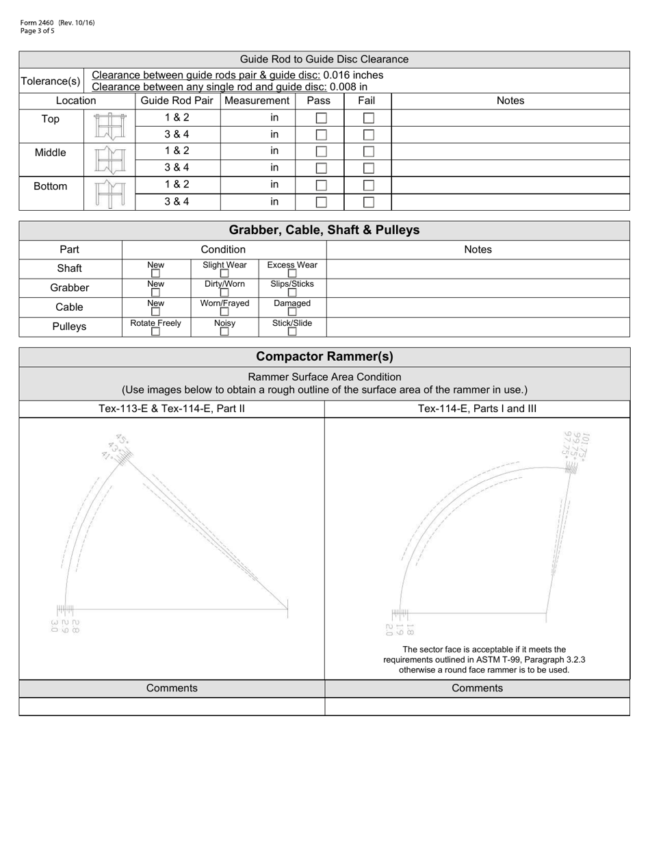 Form 2460 Soil Compactor Adjustment and Soil Compactor Analyzer Report (Tex-113-e / Tex-114-e) - Texas, Page 3