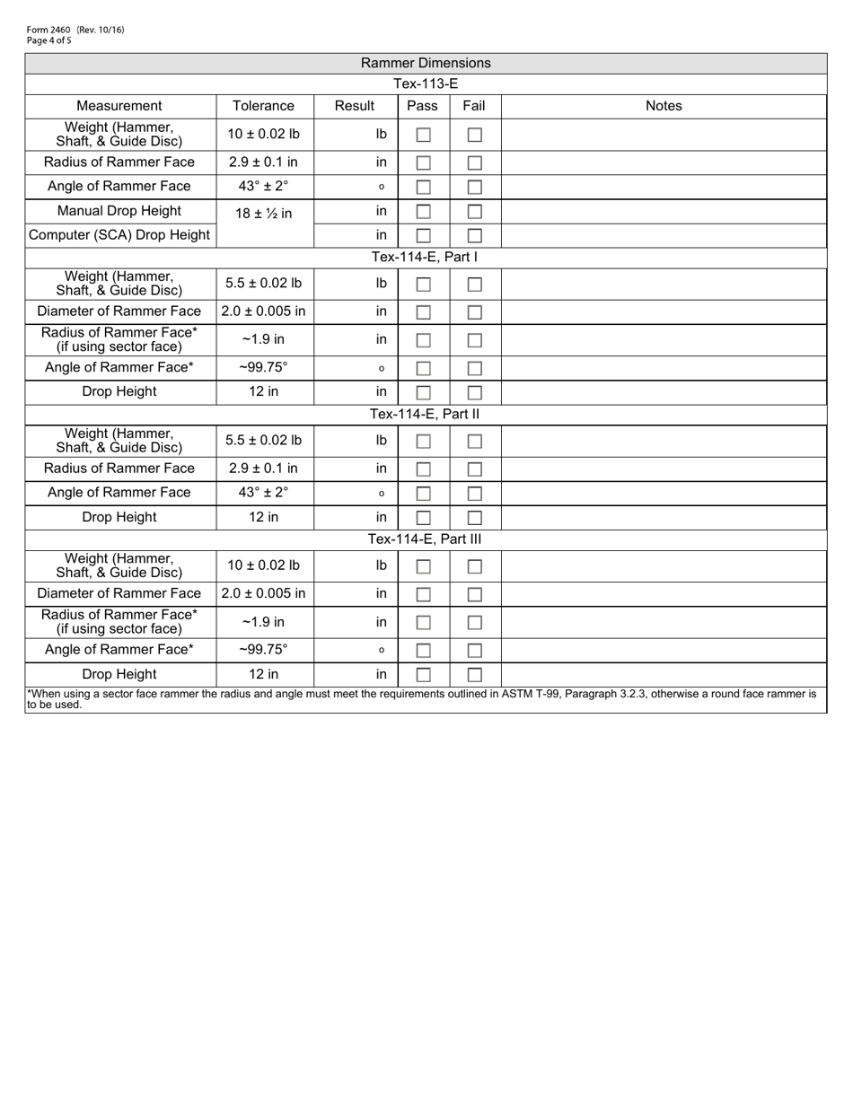 Form 2460 Soil Compactor Adjustment and Soil Compactor Analyzer Report (Tex-113-e / Tex-114-e) - Texas, Page 4