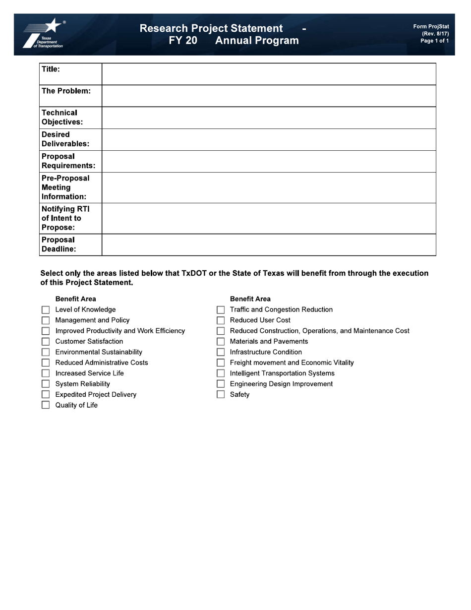 Form PROJSTAT - Fill Out, Sign Online and Download Fillable PDF, Texas ...