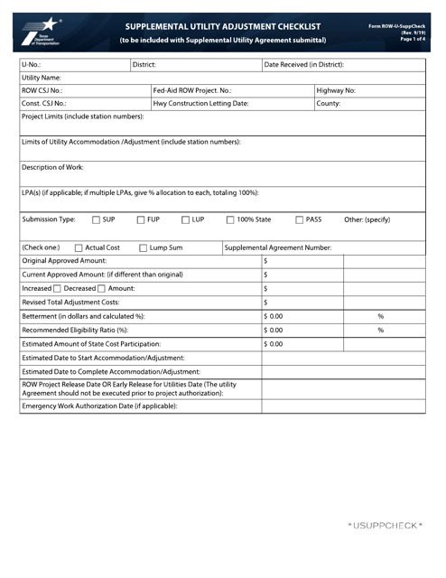 Form ROW-U-SUPPCHECK  Printable Pdf