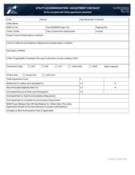 Document preview: Form ROW-U-ADJCHECK Utility Accommodation / Adjustment Checklist - Texas