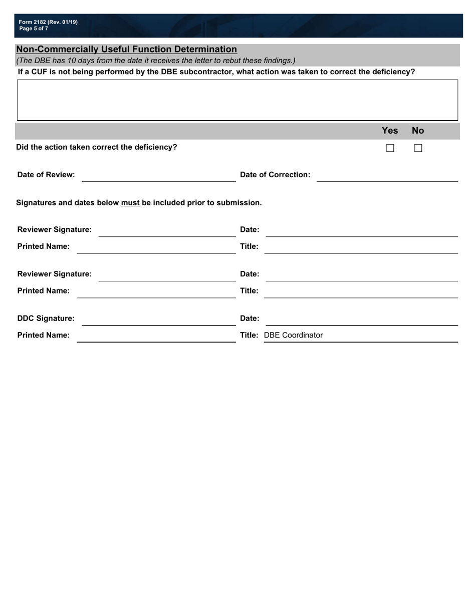 Form 2182 Dbe Program Commercially Useful Function (Cuf) - Texas, Page 5
