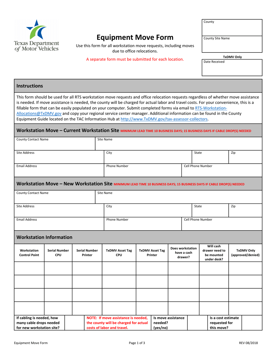 Equipment Move Form - Texas, Page 1