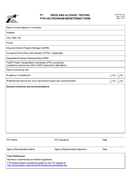 Form PTN-102  Printable Pdf