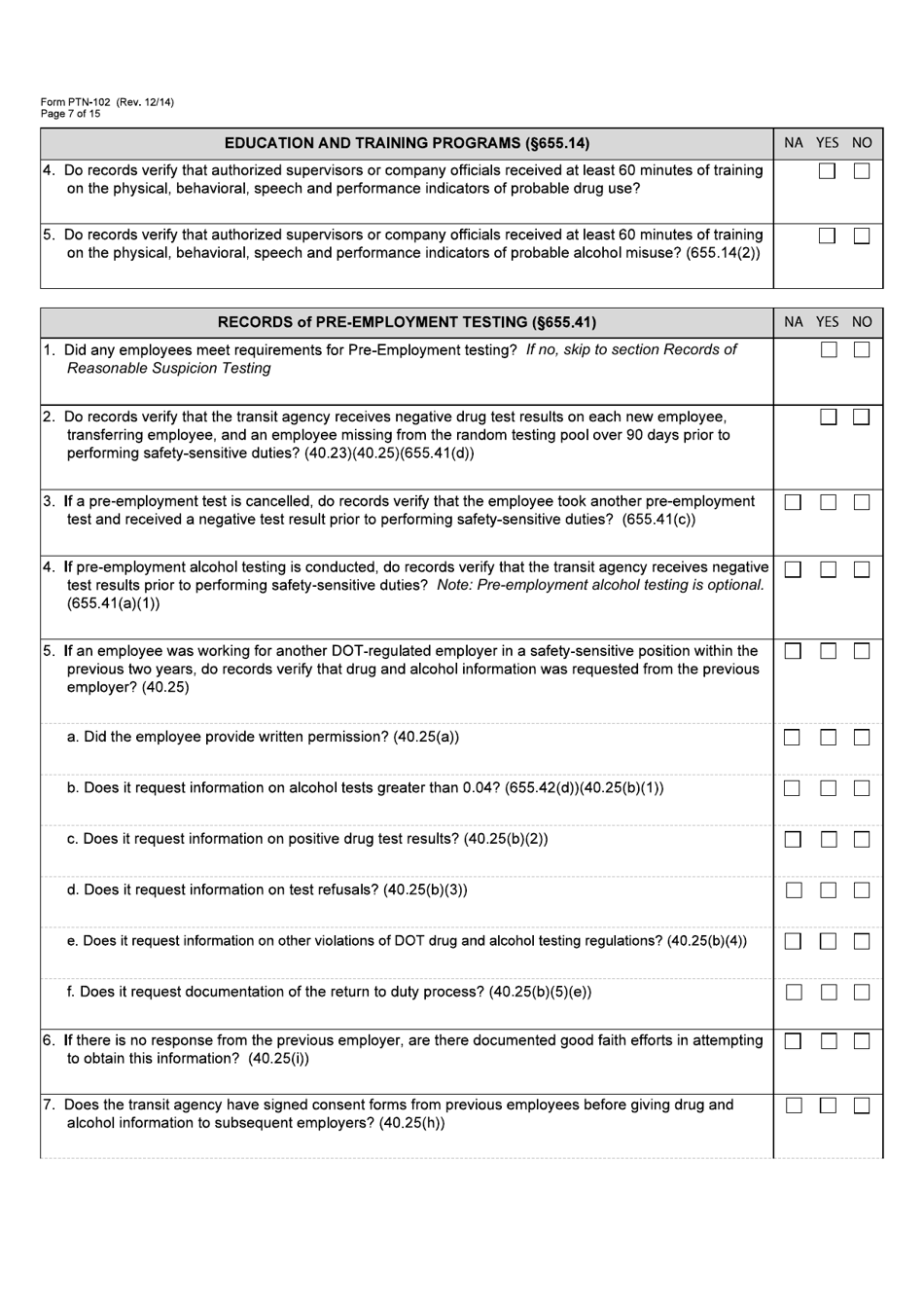 Form PTN-102 Drug and Alcohol Management Program Monitoring Form - Texas, Page 7