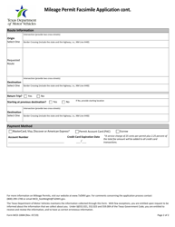 Form MCD-106M Mileage Permit Facsimile Application - Texas, Page 2